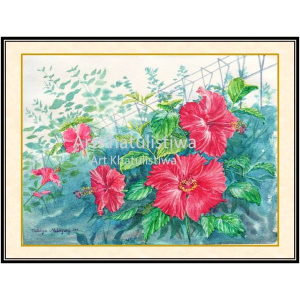 dijual lukisan bunga hibiscus 4004-1