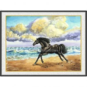 lukisan kuda hitam surabaya online 7002-1