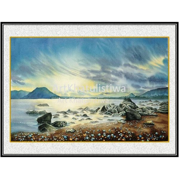 jual lukisan pemandangan pantai batu biru ende flores indonesia B202-1